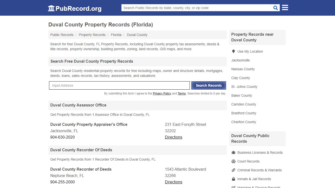 Duval County Property Records (Florida) - Free Public Records Search